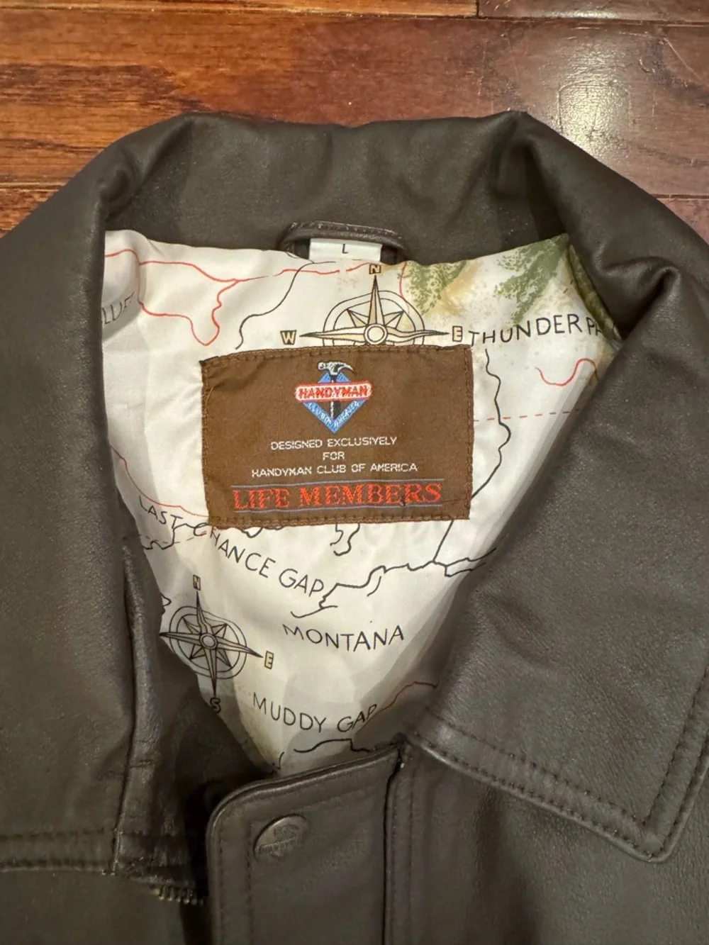 Handyman of American Vintage Brown Leather Bomber Jacket Coat Men’s Large 90s